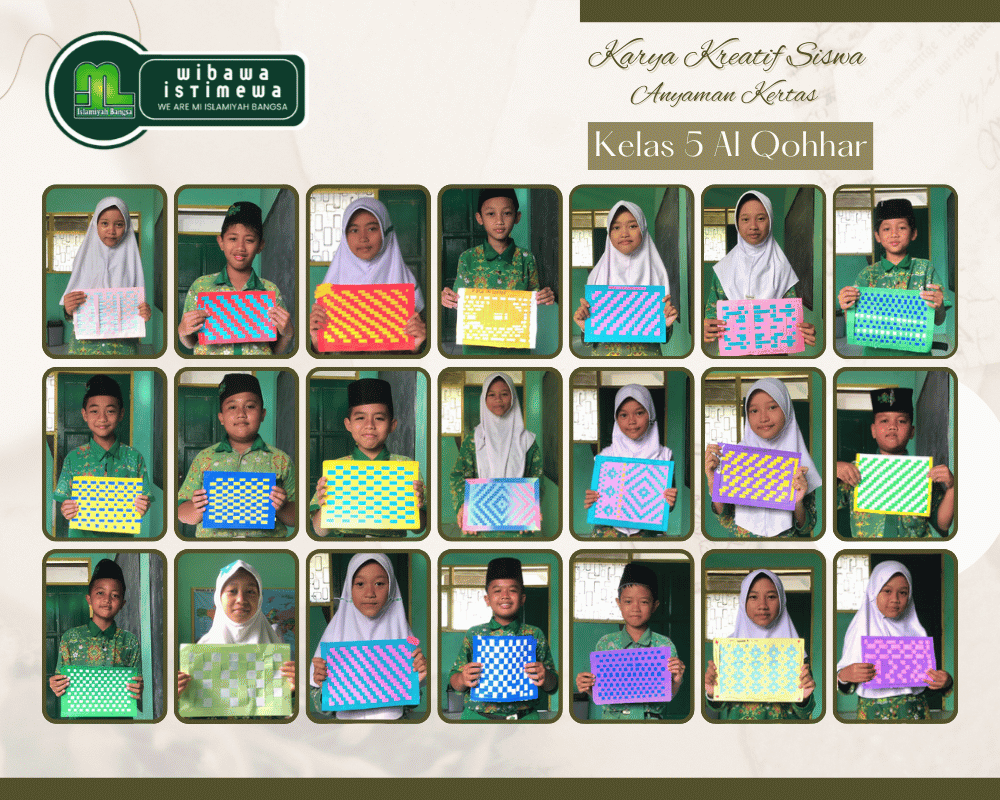 Mengasah Keterampilan: Siswa Kelas 5 Al Qohhar Tuntaskan Karya Anyaman Kertas sebagai Penilaian SBDP Akhir Semester