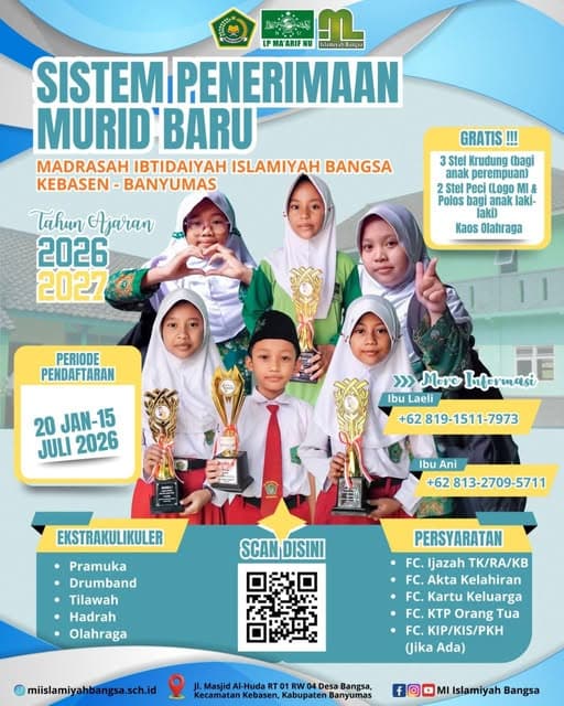 SPMB MI ISLAMIYAH BANGSA 2026/2027